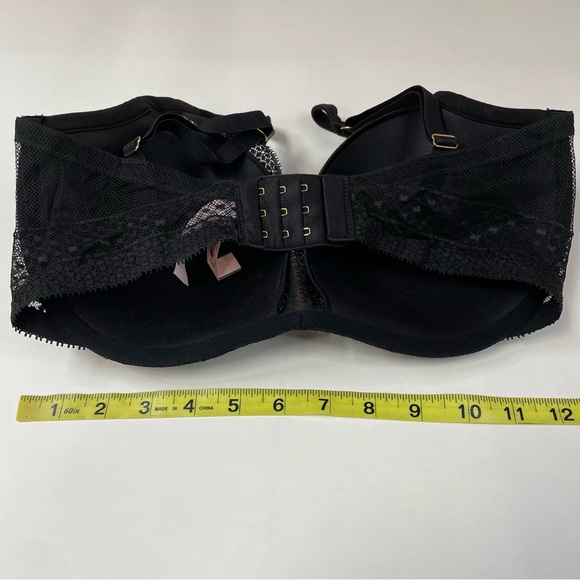 NEW Victorias Secret 34DDD Lightly Lined Plunge Bra Solid Black Lace Underwire - Picture 3 of 8